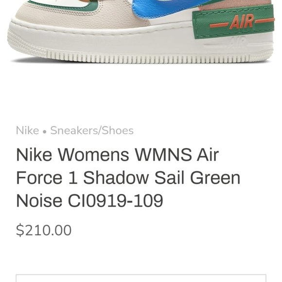 Nike Women’s Air Force 1 Shadow Sail / Signal Blue - Green Noise - Picture 5 of 5